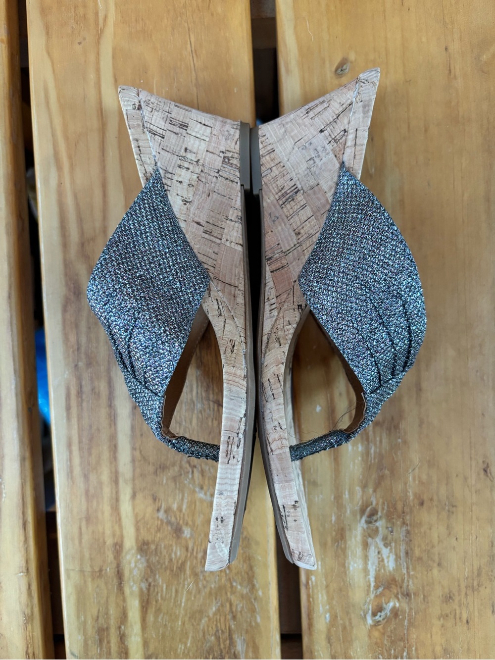 Gunmetal Glitter White Mountain Wedge Thong Sandals - Women - Picture 3 of 5